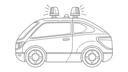 Illustration of a Police Vehicle in Pursuit: An illustrated police car, distinguished by flashing lights, represents law enforcement, ready to respond to any situation. © mstmahmuda
