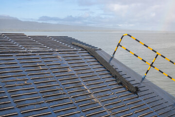 Metal Ramp of a Ferry Boat with Anti-slip Surface and Safety Railing