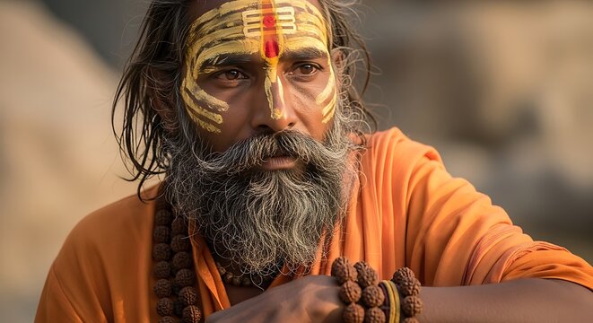 Indian Sadhu Portrait with Traditional Markings.
