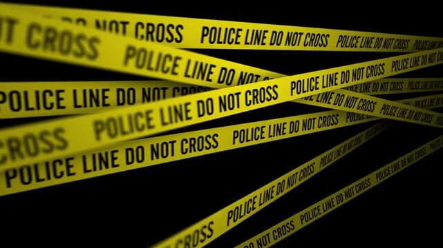 video of a Police caution tape 4K resolution. Filmed on a Green Screen background.