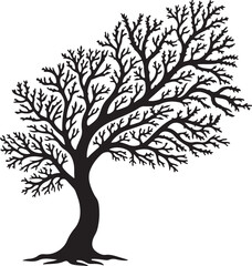 Obraz premium Elegant Bare Tree Silhouette Icon Isolated on White Background