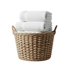 Obraz premium Stack of white towels in a wicker basket