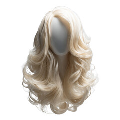 Naklejka premium Blonde wavy wig on white mannequin head black background hair