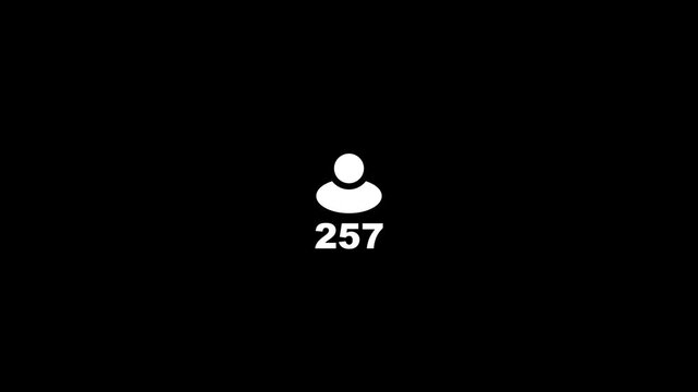 Person profile icon counter animation on black background. Animated of user icon count up 1&ndash;500, man icon counting animation. user count increasing concept.