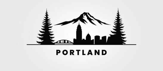 Portland skyline silhouette. Vector