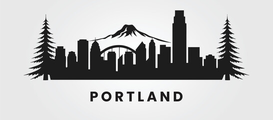 Pacific Northwest Portland skyline. Vector