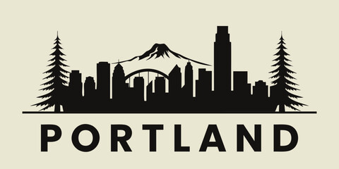 Minimalist Portland skyline illustration. Vector