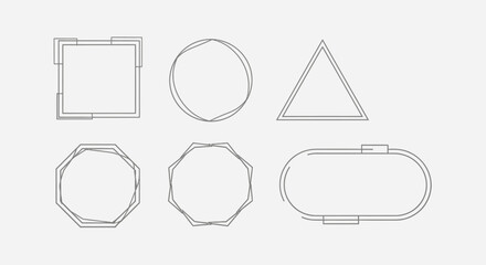 Set of simple geometric frame templates for design and decoration.