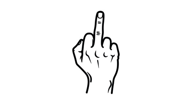 Hand gesture middle finger up, insult, rude, offensive symbol, vector illustration