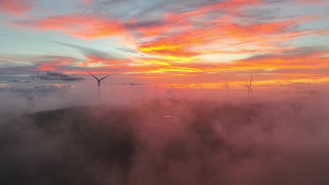Sunrise and Fog in Windmill Mountain in Livermore, California