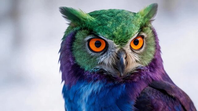Colorful owl with vibrant feathers