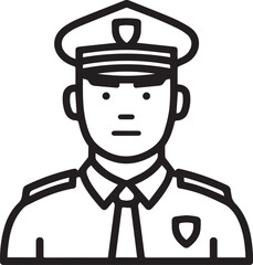 Obraz premium Simple line art illustration of a police officer in uniform 