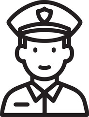 Obraz premium Simple line art illustration of a police officer in uniform 