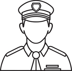 Obraz premium Simple line art illustration of a police officer in uniform 