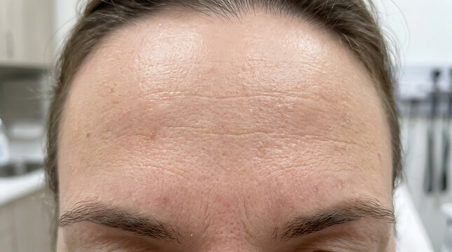 Close Up Forehead Skin Texture and Eyebrows