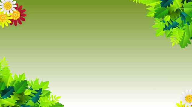 Spring Floral Green Background with Copy Space