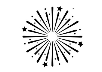 Obraz premium firework burst silhouette , simple firework explosion shape vector icon