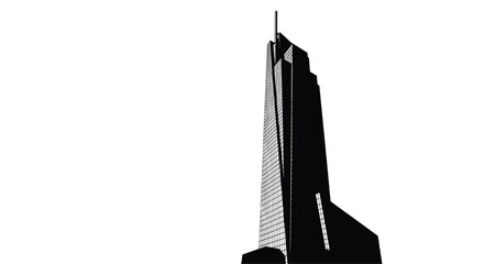 Fototapeta premium A sleek skyscraper stands tall against a white background