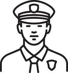 Obraz premium Simple line art illustration of a police officer in uniform 