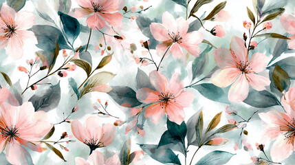 柔らかな水彩の花々