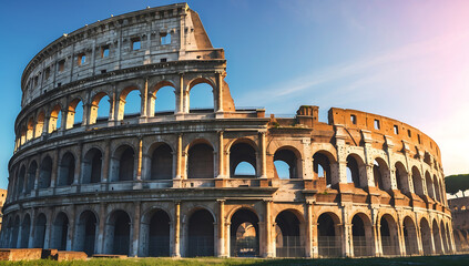 Naklejka premium Roman Colosseum ancient architecture Rome Italy.
