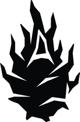 Fototapeta premium Abstract flame silhouette, stylized pine cone design, black and white artwork, bold vector illustration, decorative logo, creative outline, modern graphic symbol