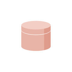 Minimalist Illustration of a Pink Cosmetic Jar with White Accent Line.