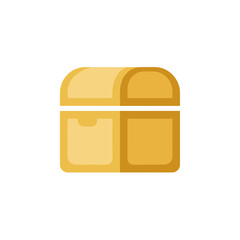 Golden Treasure Chest Icon: Simple Flat Design Illustration.