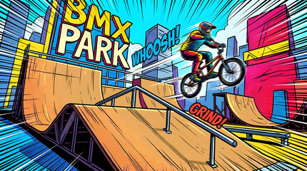 Naklejka premium BMX Rider Performing Trick on Ramp.