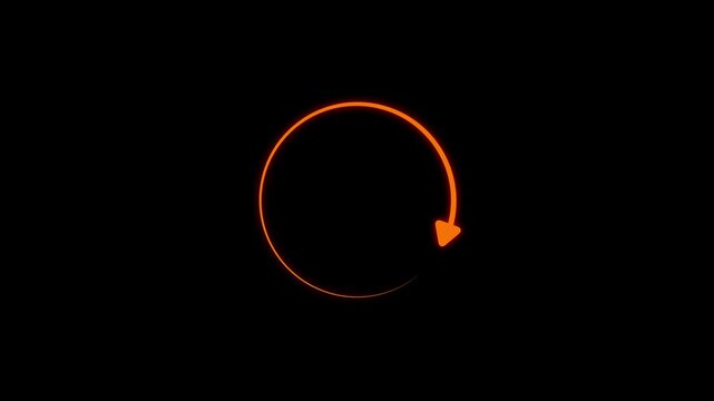 Circle arrow refresh and reload icon animation with loading progress. black background loading bar 4k video