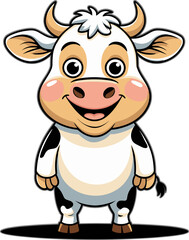 Cartoon cow character smiling