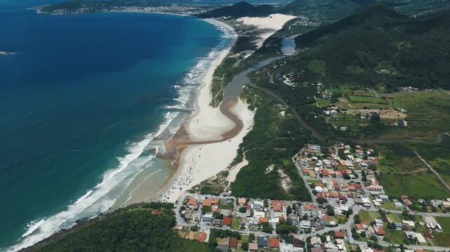 Aerial view of the beach of Siriu, state of Santa Catarina, Brazil