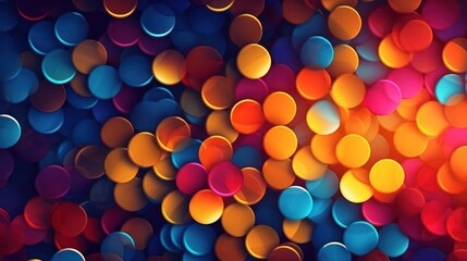 Vibrant Abstract Background with Colorful Circular Shapes and Bokeh Effect.