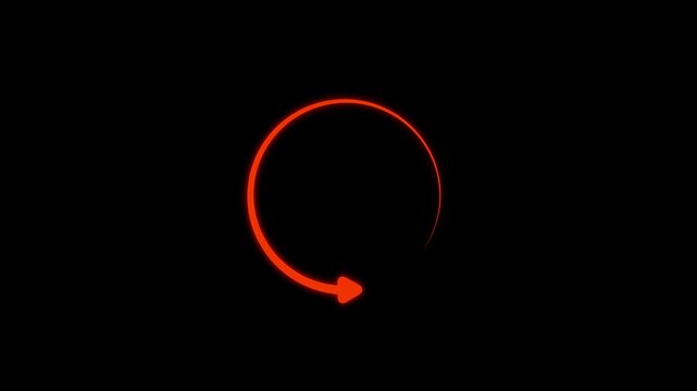 Circle arrow refresh and reload icon animation with loading progress. black background loading bar 4k video