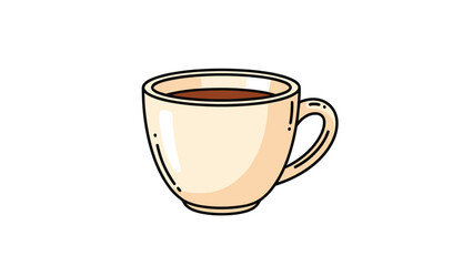 Obraz premium Simple and elegant ceramic coffee mug filled with dark espresso or tea isolated on a plain white background for cafe use.