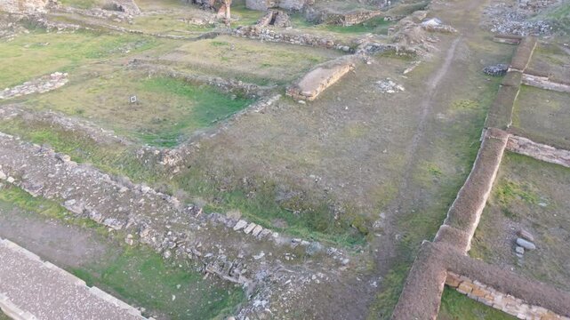 Cinematic aerial drone video of Gordion Ancient City near Polatli in Ankara, Turkey, showcasing the Midas Tumulus, ancient ruins, and wide historical landscape from above.