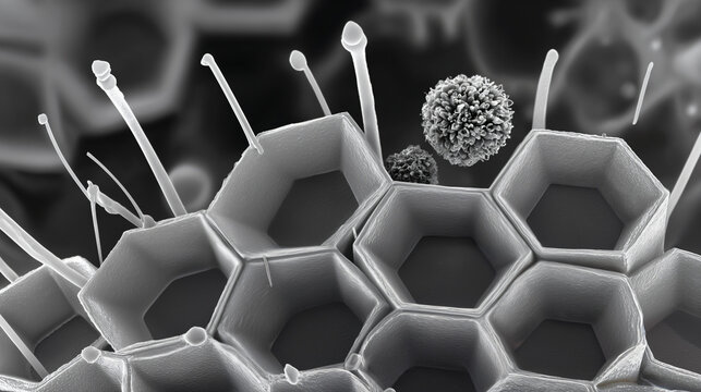 Scanning Electron Microscope View of Micro-Branching Biological Filaments