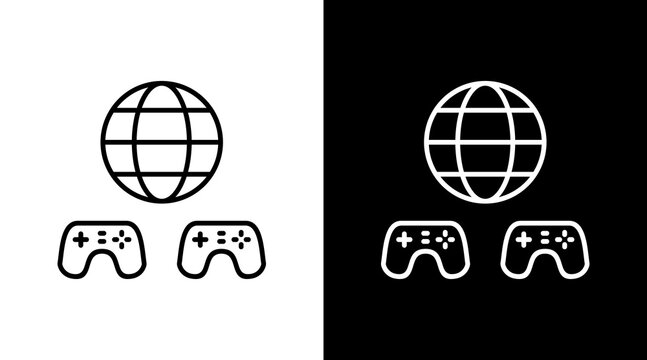 Online Multiplayer Outline White Icon Set Design