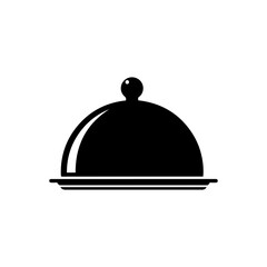 Obraz premium Cloche serving dome restaurant food cover silhouette icon On white Background Vector illustration