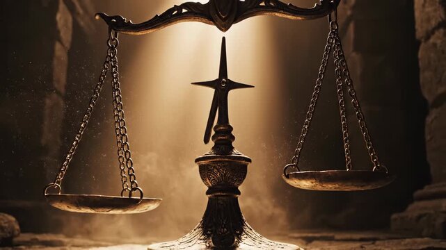 Ancient Justice Scale Symbolizing Balance and Fairness in Law.