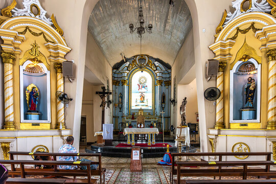 Interior of Church of Saint John the Baptist, Igreja de Sao Joao Batista in the historic center of Sao Luis, Maranhao, Brazil