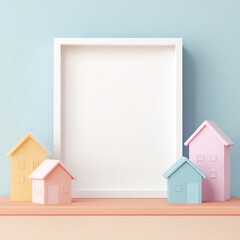 Colorful miniature houses on display.