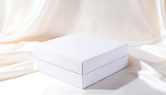 Angled 45-degree view of a rigid two-piece packaging box in a refined matte finish
