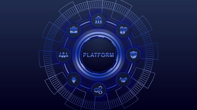 Futuristic Platform Interface with Blue Neon Accents and Circular futuristic interface circular technology