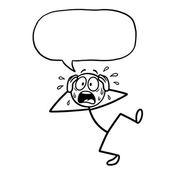 Astonished Stickman Jumping in Shock with Copy Space