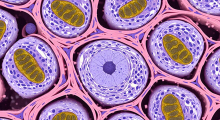 Detailed cellular structure microscopic image for scientific research and education