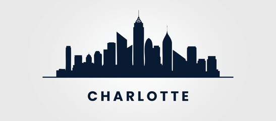 Charlotte downtown cityscape silhouette. Vector