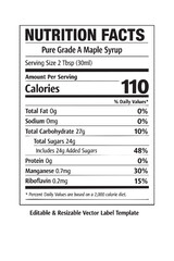 Obraz premium Nutrition facts label template for maple syrup cutout isolated illustration on transparent background layout