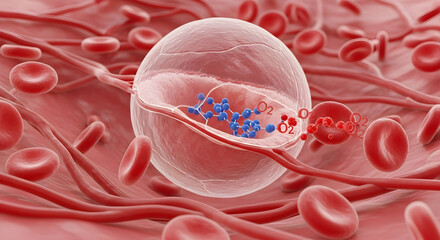 Detailed medical illustration of white blood cell attacking bacteria for educational and scientific use