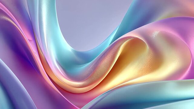Colorful Satin Fabric Flowing in Soft Waves on Elegant Background